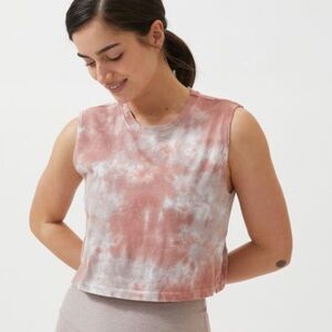 Tie-Dye Sleeveless Top - Pink and White